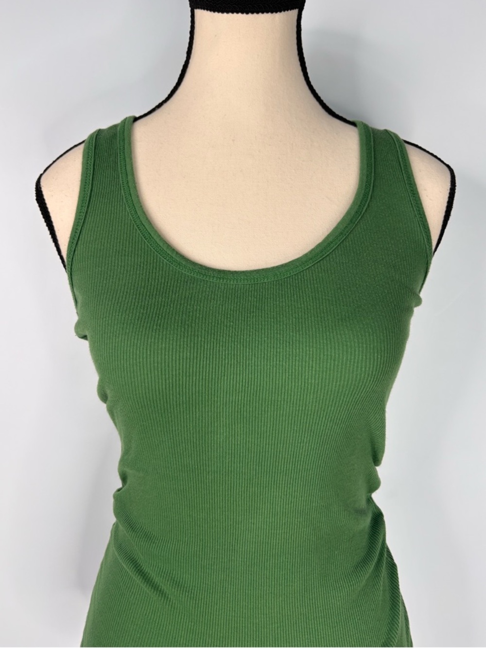 Y2K Ribbed Long Slim Active Basic Green Ribbed Tank Top M - Picture 8 of 8